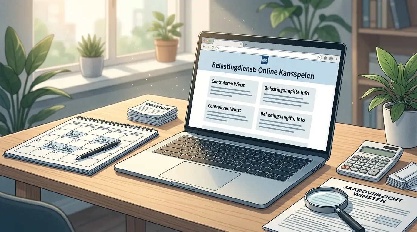 Rustige controle van online winst, maandresultaat en officiële belastinginformatie